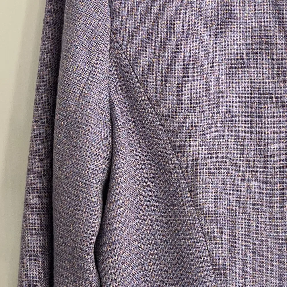 ♥️ Alberto Mikali Vintage Purple Cropped Tweed Military Jacket Size 4 - Picture 5 of 10